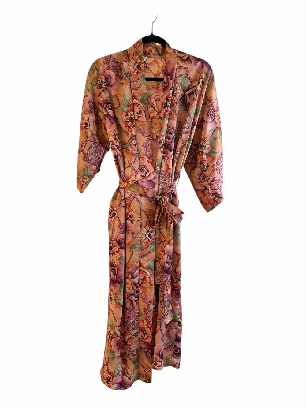Gorgeous vintage Y2K California Dynasty floral liquid satin robe